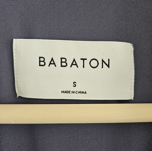 Aritzia Babaton Quincey Draped Trench Jacket Blue Small Classic Quiet Luxury - Picture 8 of 12